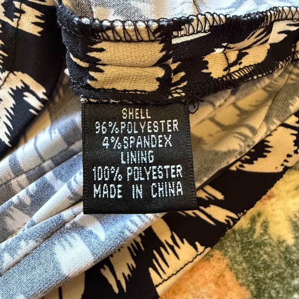 Adrianna Papell Womens Black Cream Ikat Pleated Tiered Sheath Dress Size 10 - Picture 6 of 9